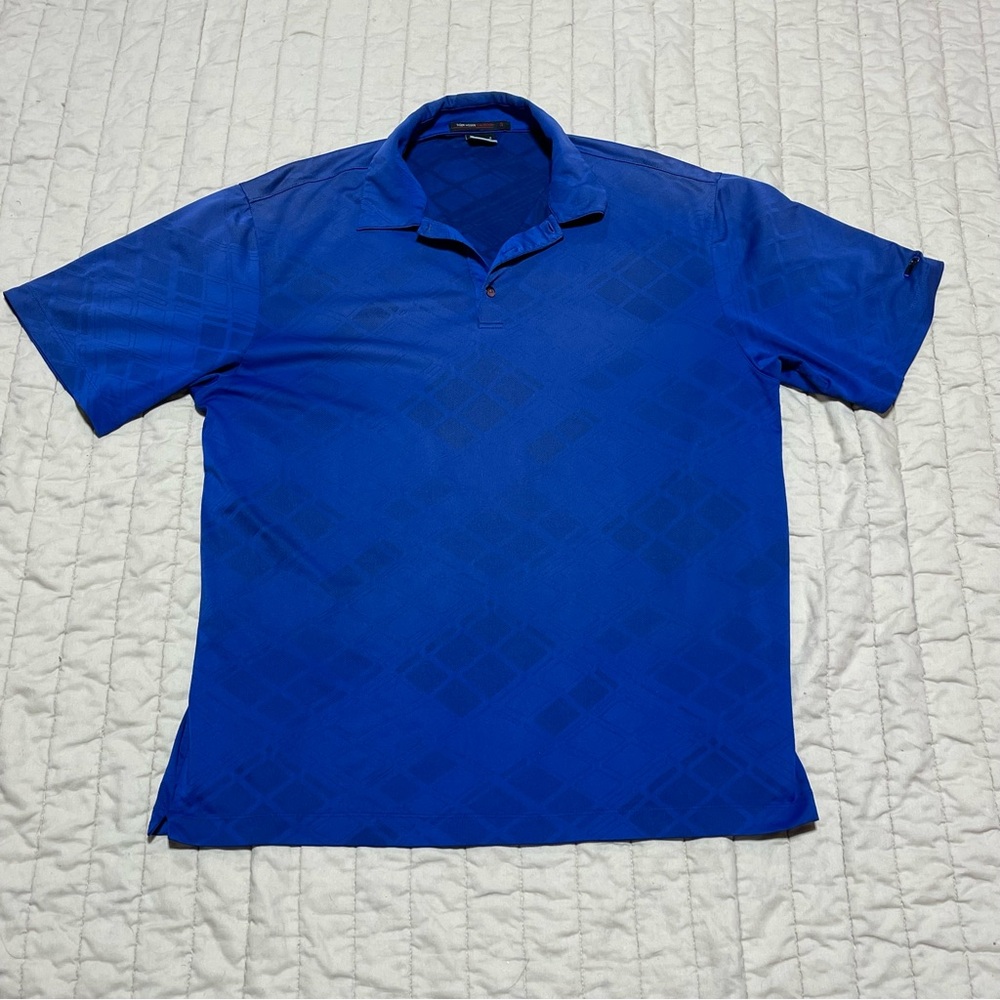 Nike Tiger Woods Collection Mens Size XL Golf Shirt Blue Performance Dri Fit